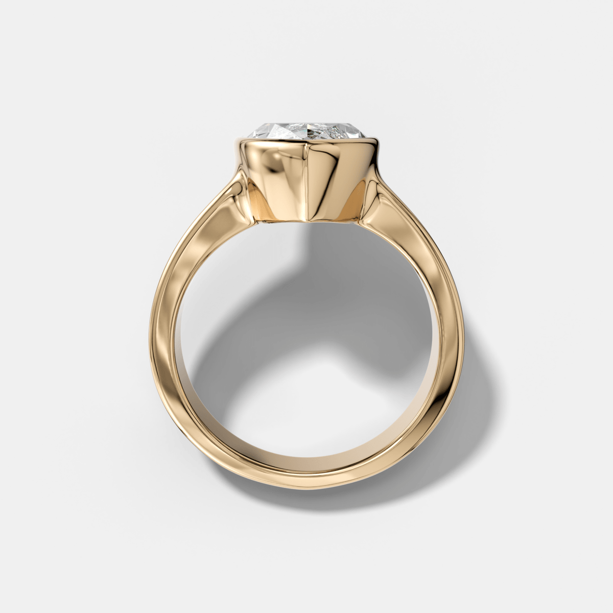 Finest Tapered Bezel Set Engagement Ring With Marquise Cut Diamond - GOODSTONE