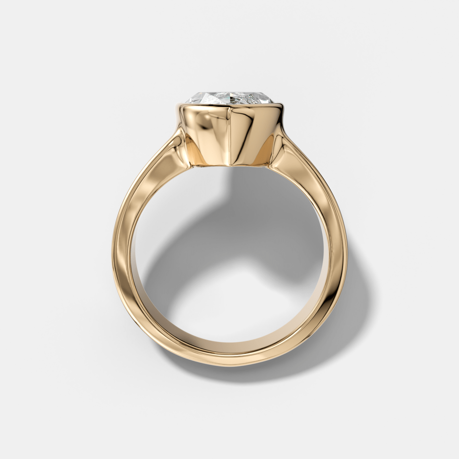 Finest Tapered Bezel Set Engagement Ring With Marquise Cut Diamond - GOODSTONE