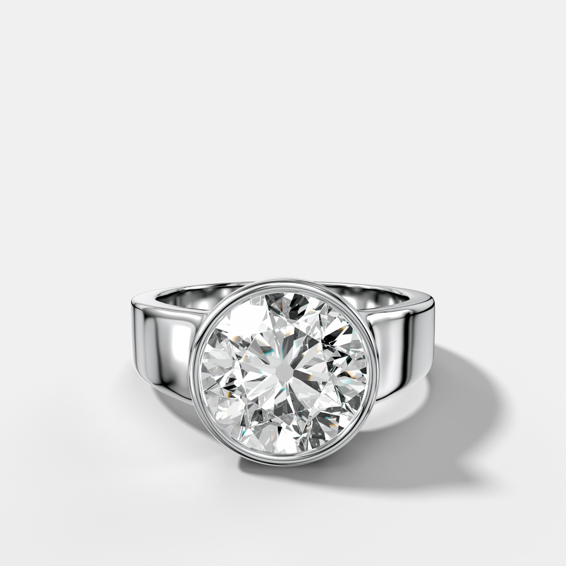 Finest Tapered Bezel Set Engagement Ring With Old Euro Cut Diamond - GOODSTONE