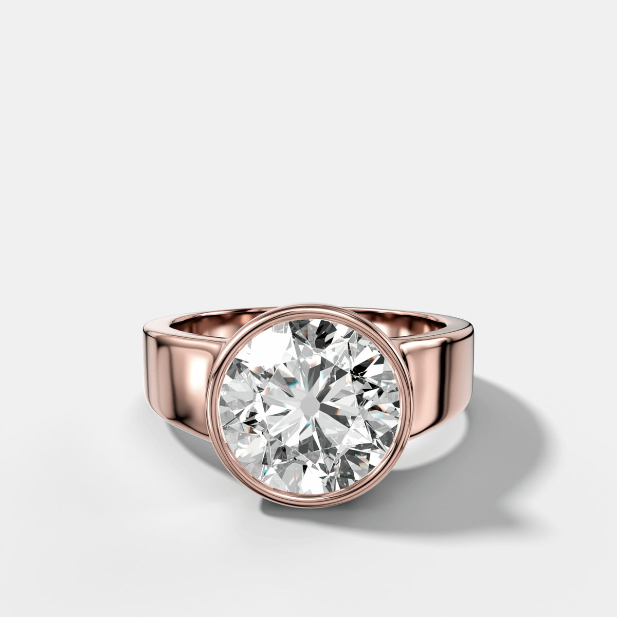 Finest Tapered Bezel Set Engagement Ring With Old Euro Cut Diamond - GOODSTONE