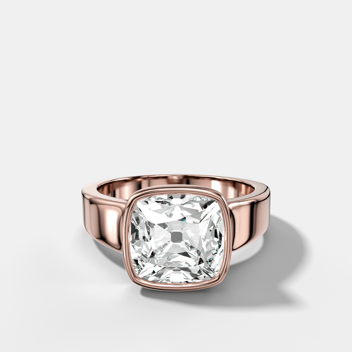 Finest Tapered Bezel Set Engagement Ring With Old Mine Cut Diamond - GOODSTONE