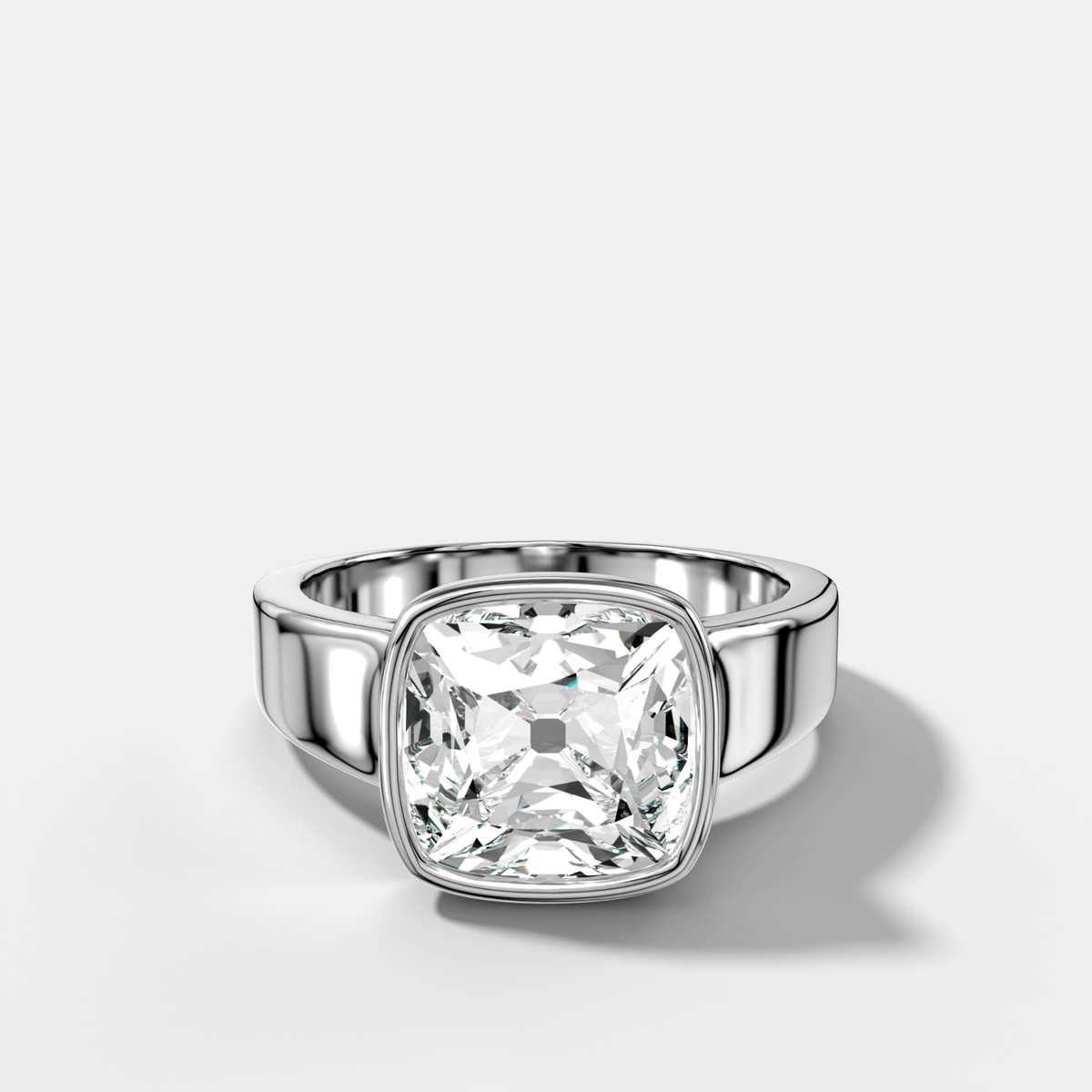 Finest Tapered Bezel Set Engagement Ring With Old Mine Cut Diamond - GOODSTONE
