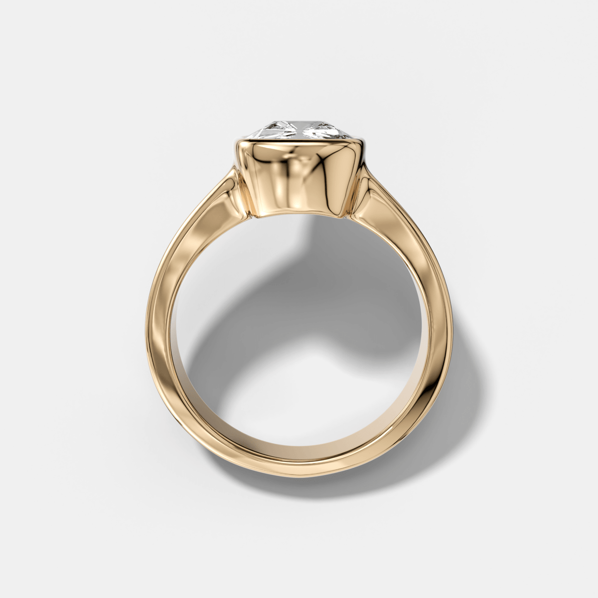 Finest Tapered Bezel Set Engagement Ring With Old Mine Cut Diamond - GOODSTONE