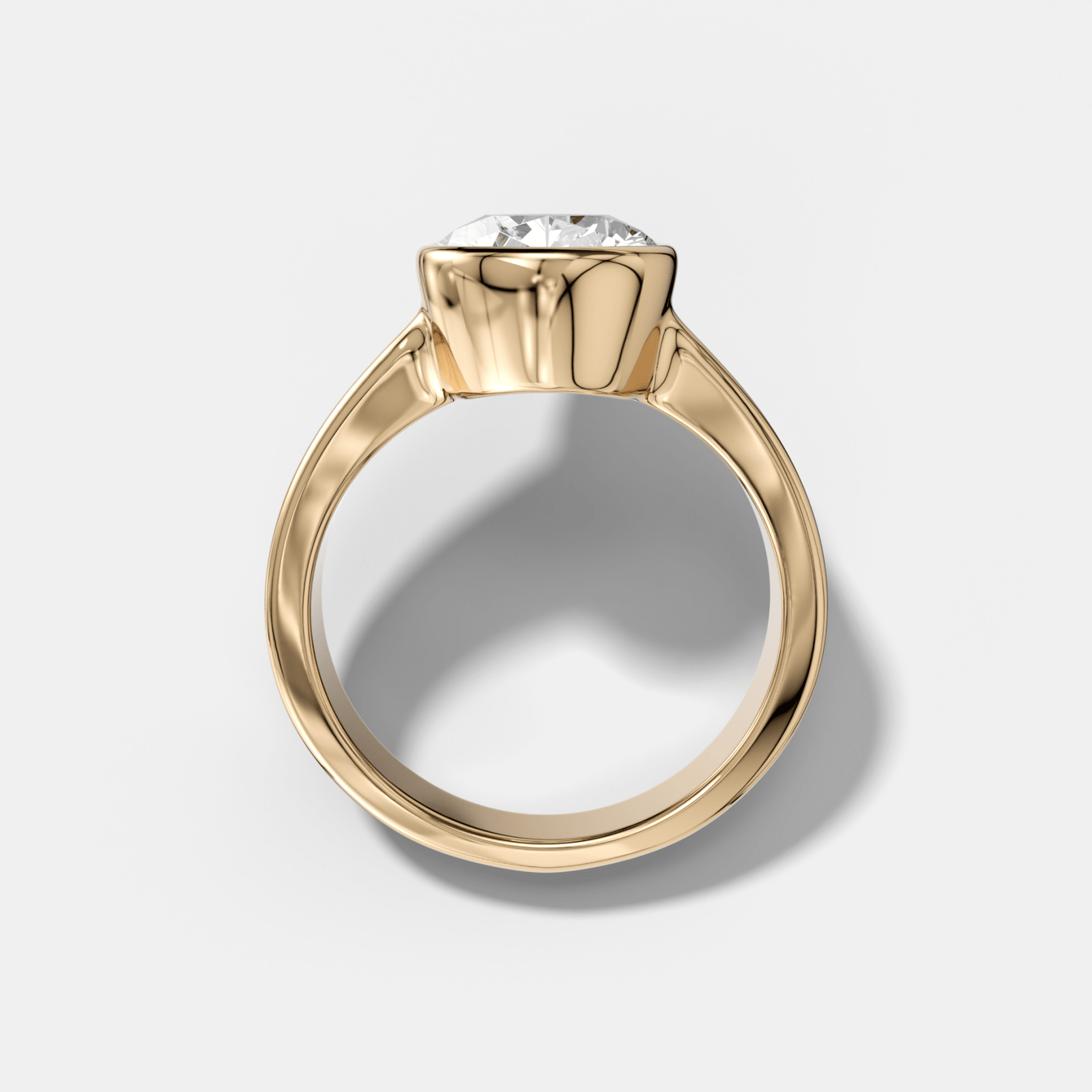 Finest Tapered Bezel Set Engagement Ring With Pear Cut Diamond - GOODSTONE