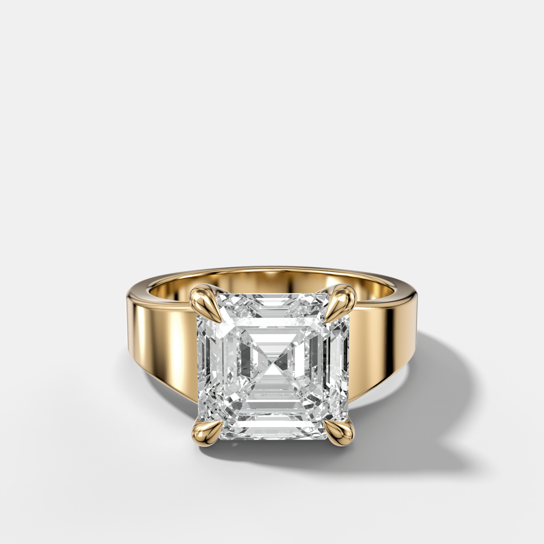 Finest Tapered Engagement Ring With Asscher Cut Diamond - GOODSTONE