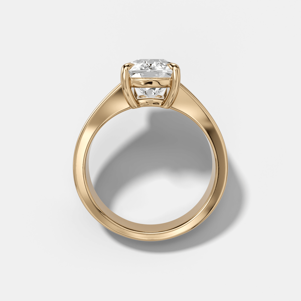 Finest Tapered Engagement Ring With Elongated Cushion Cut Diamond - GOODSTONE