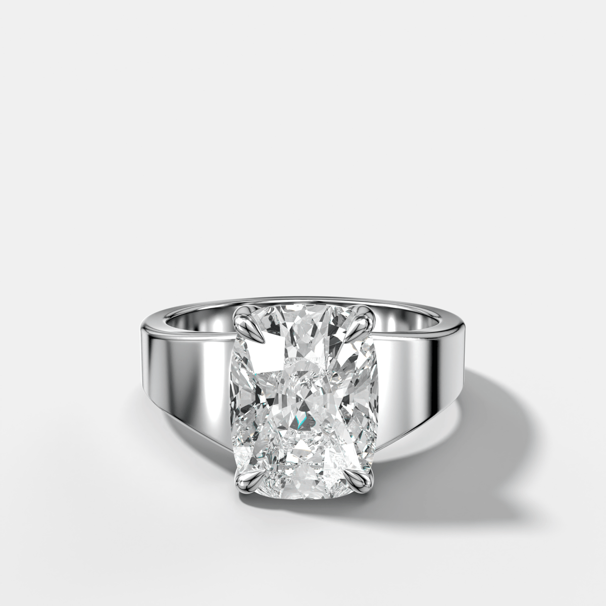 Finest Tapered Engagement Ring With Elongated Cushion Cut Diamond - GOODSTONE
