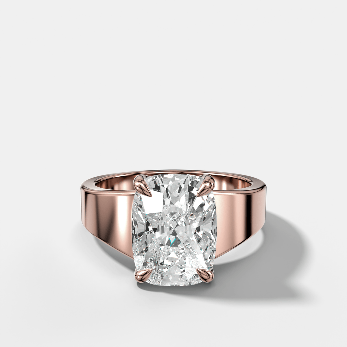 Finest Tapered Engagement Ring With Elongated Cushion Cut Diamond - GOODSTONE