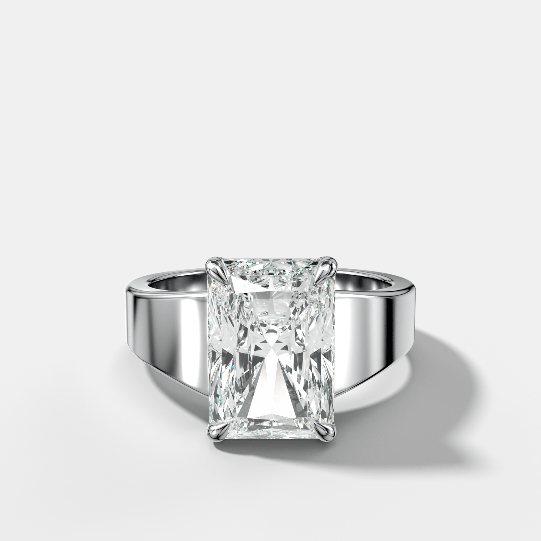Finest Tapered Engagement Ring With Elongated Radiant Cut Diamond - GOODSTONE