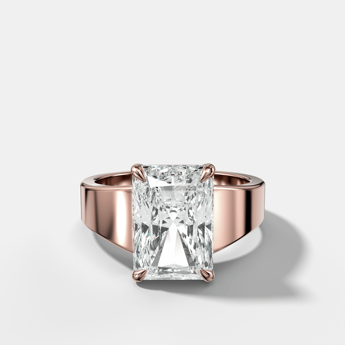 Finest Tapered Engagement Ring With Elongated Radiant Cut Diamond - GOODSTONE