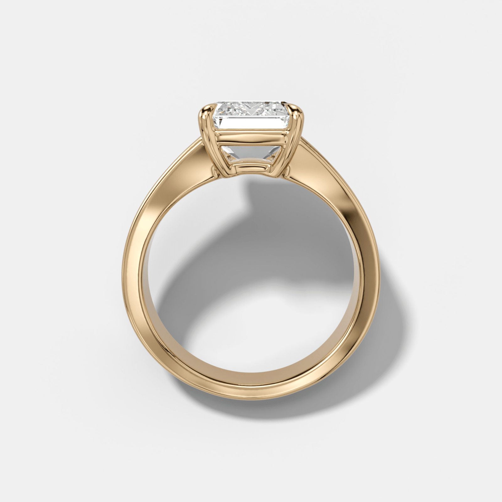 Finest Tapered Engagement Ring With Emerald Cut Diamond - GOODSTONE