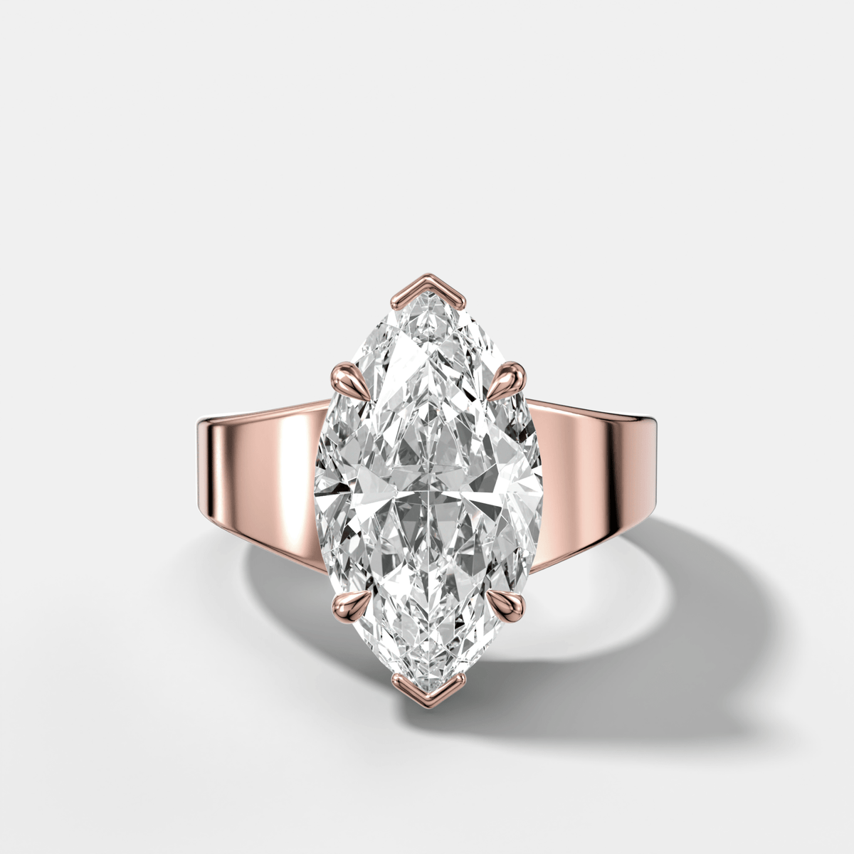 Finest Tapered Engagement Ring With Marquise Cut Diamond - GOODSTONE