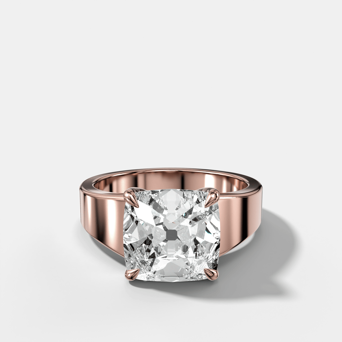 Finest Tapered Engagement Ring With Old Mine Cut Diamond - GOODSTONE