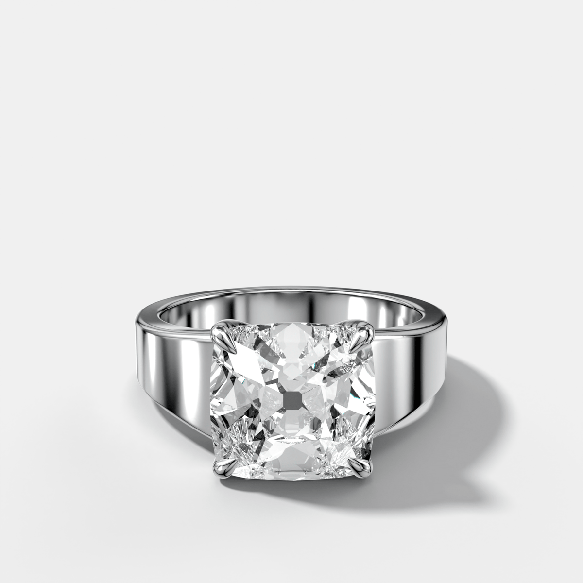Finest Tapered Engagement Ring With Old Mine Cut Diamond - GOODSTONE