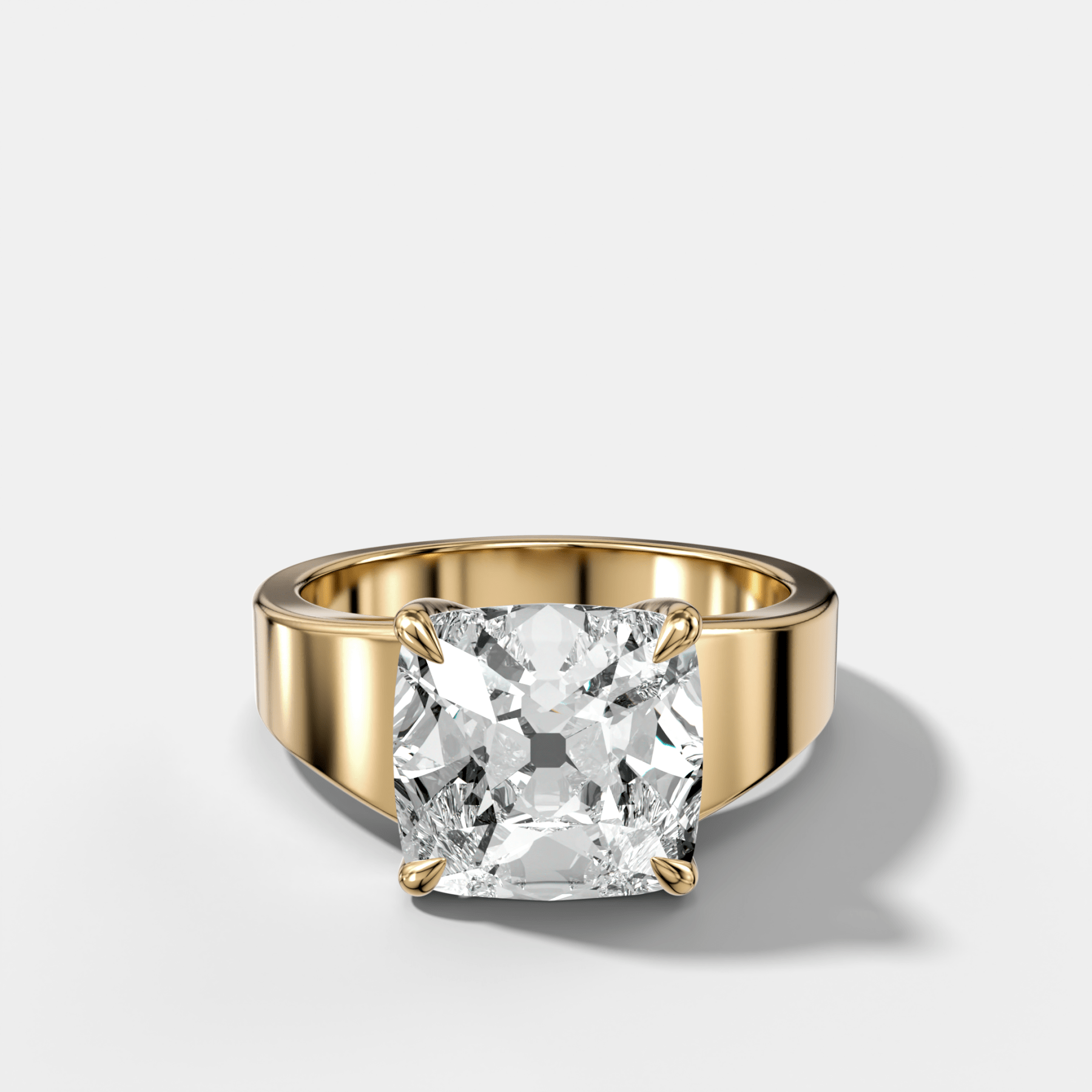 Finest Tapered Engagement Ring With Old Mine Cut Diamond - GOODSTONE