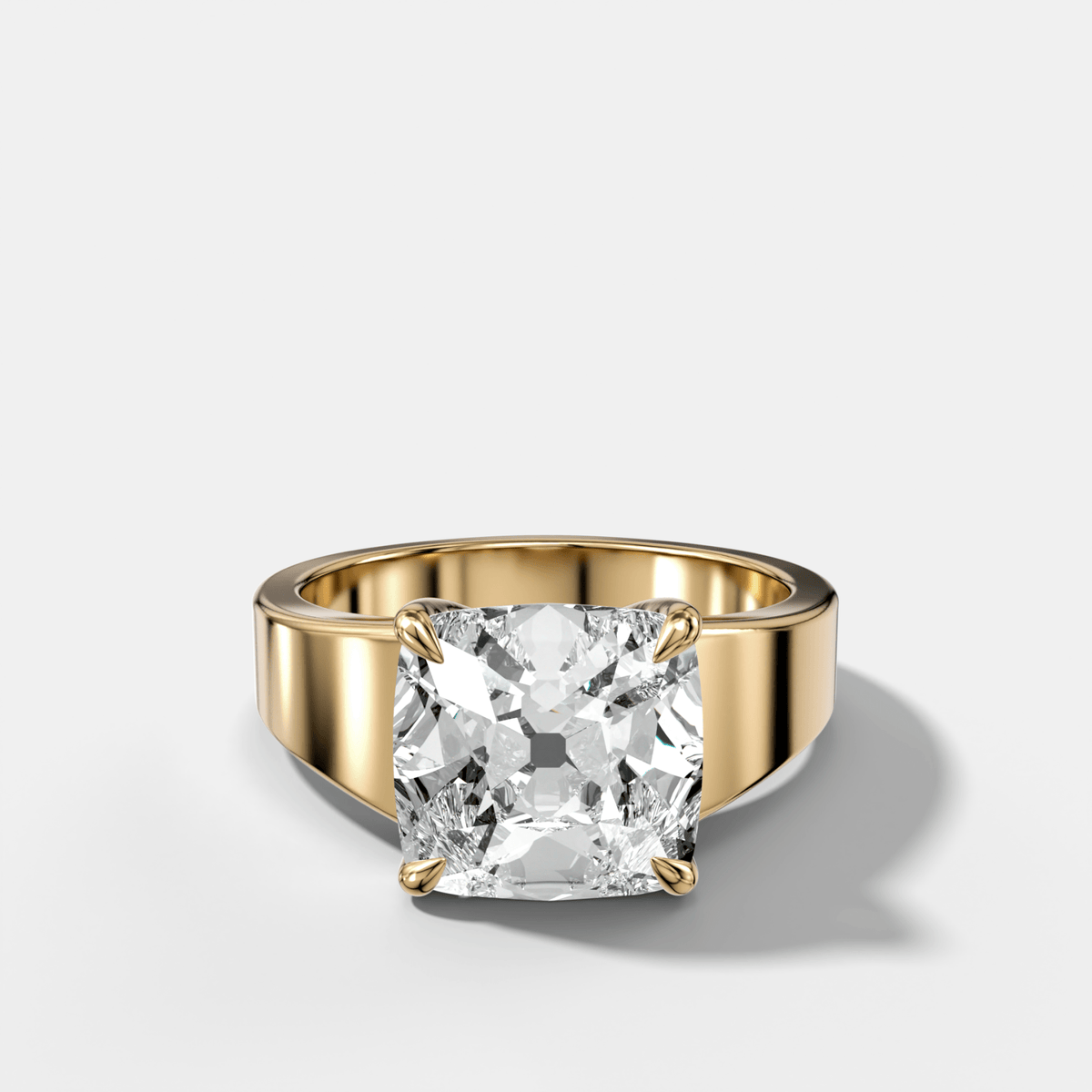 Finest Tapered Engagement Ring With Old Mine Cut Diamond - GOODSTONE