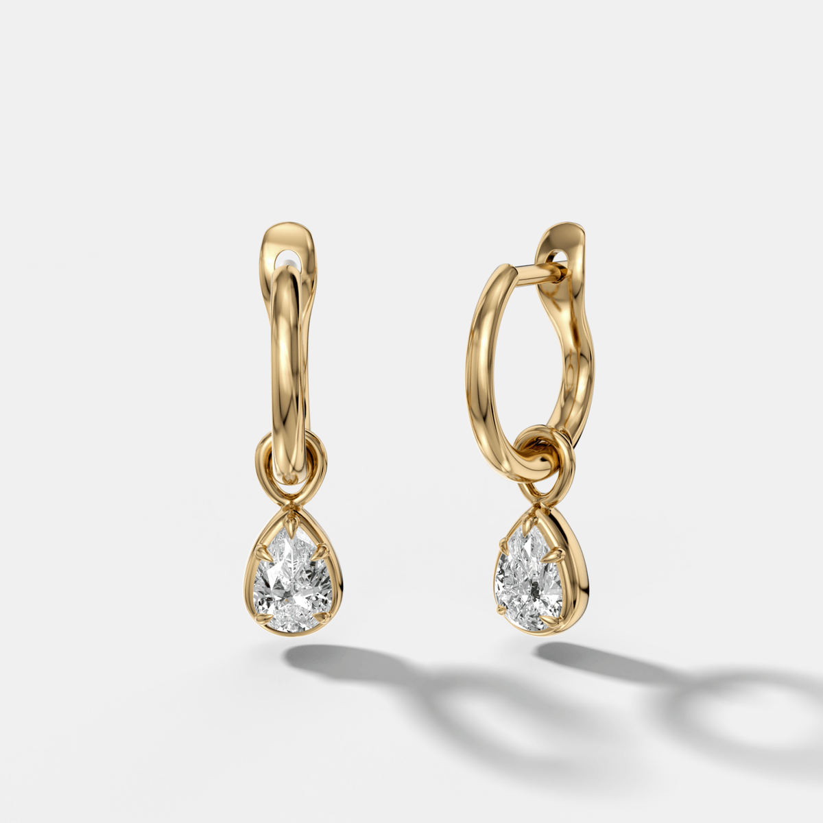 Five Prong Bezel Drop Huggies with Pear Cut Diamonds - GOODSTONE