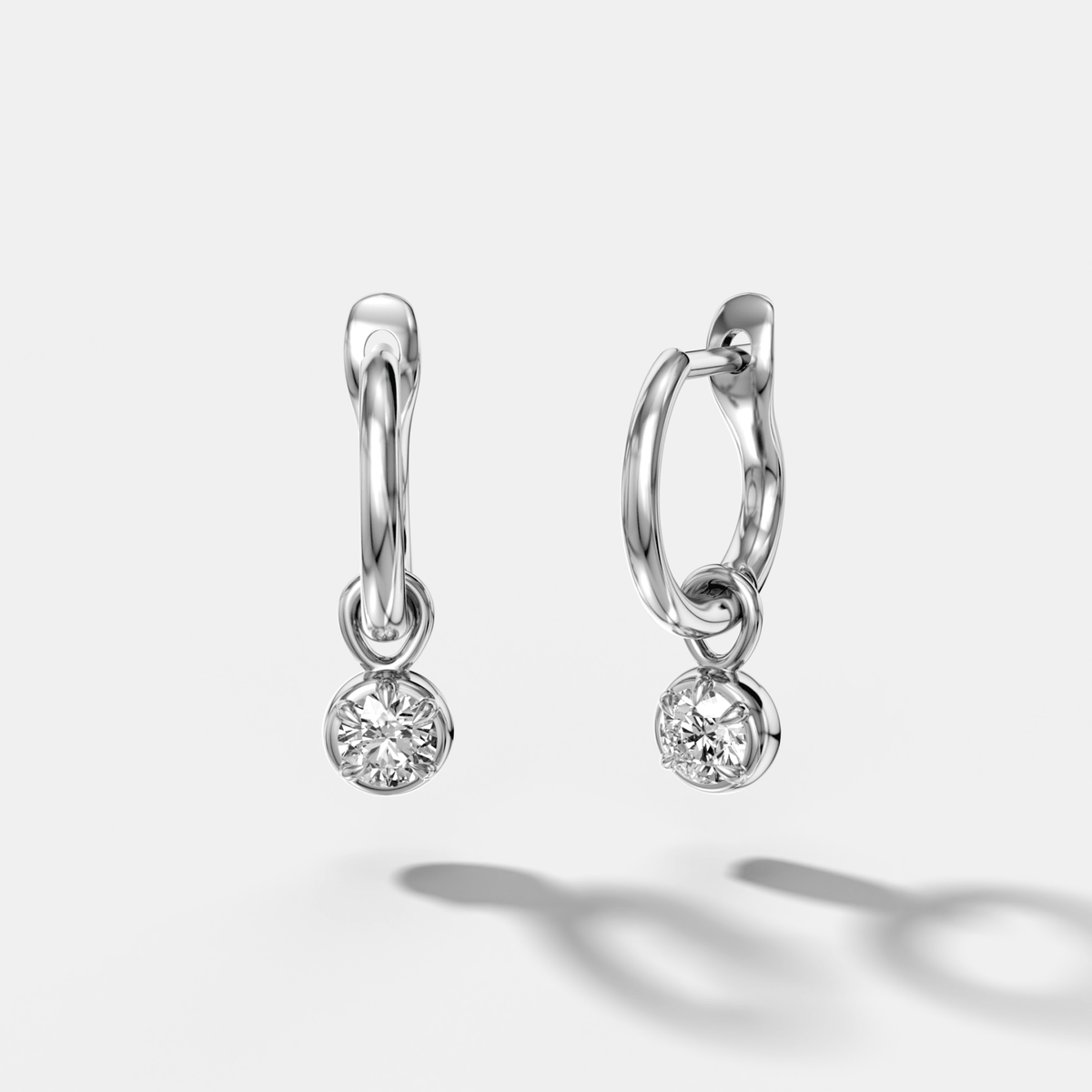 Five Prong Bezel Drop Huggies with Round Cut Diamonds - GOODSTONE