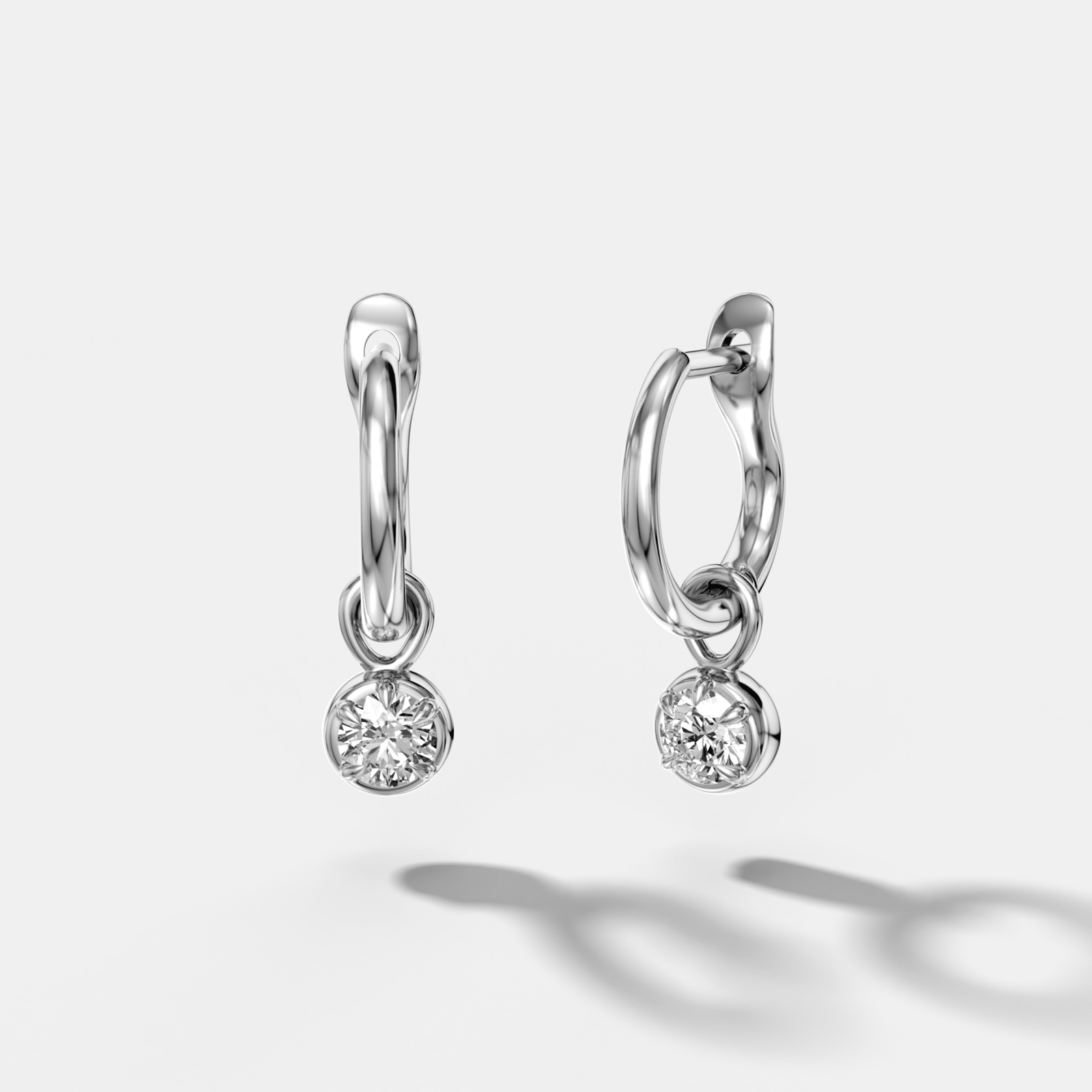 Five Prong Bezel Drop Huggies with Round Cut Diamonds - GOODSTONE