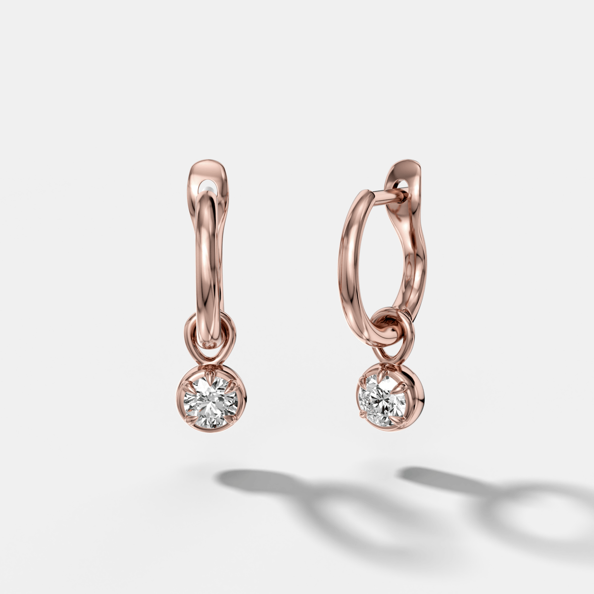 Five Prong Bezel Drop Huggies with Round Cut Diamonds - GOODSTONE