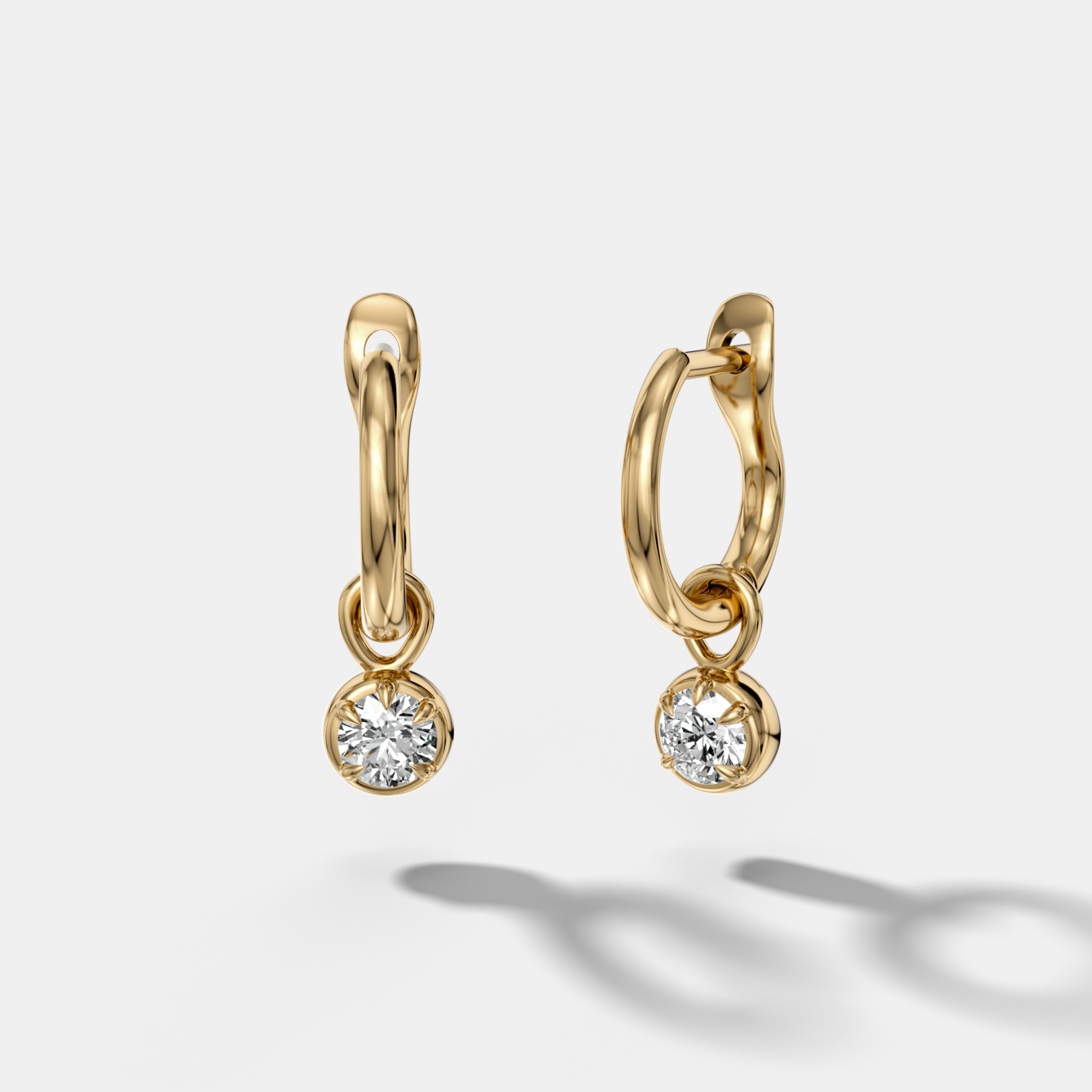 Five Prong Bezel Drop Huggies with Round Cut Diamonds - GOODSTONE