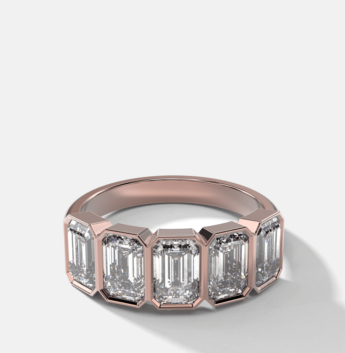 Five Stone Bezel Set Diamond Band With Emerald Cuts (2.50ctw) - GOODSTONE