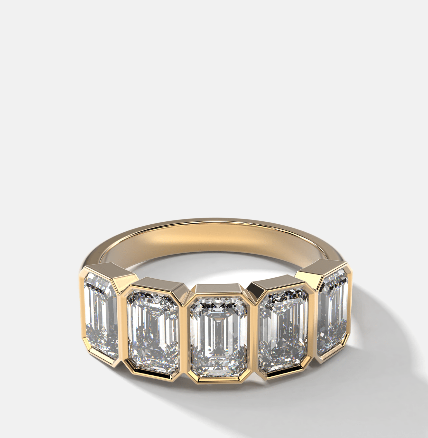 Five Stone Bezel Set Diamond Band With Emerald Cuts (2.50ctw) - GOODSTONE