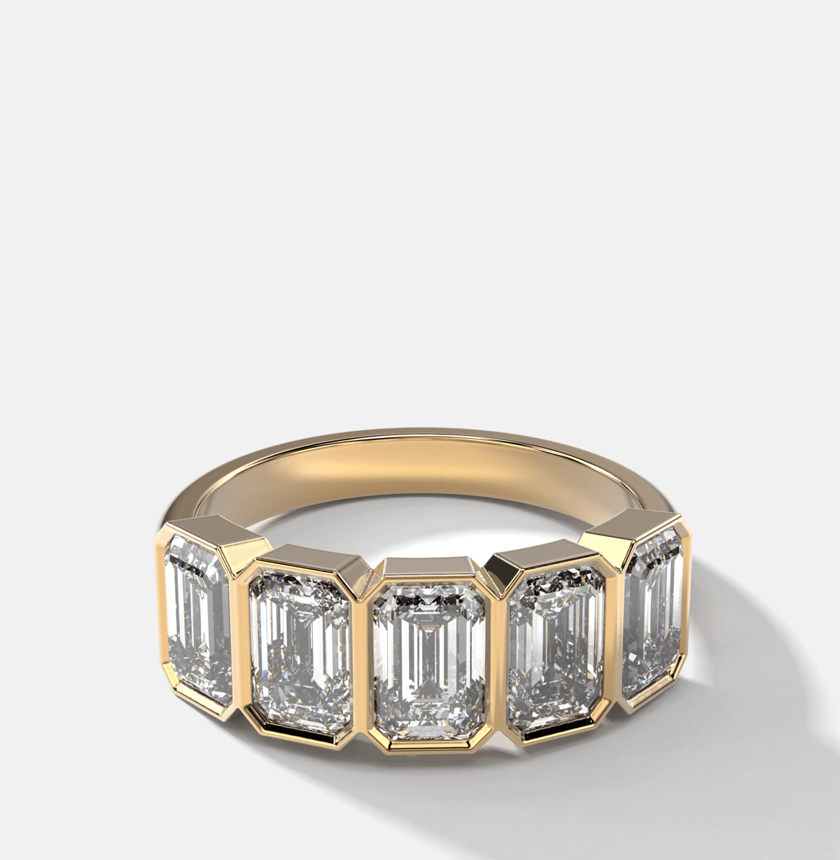 Five Stone Bezel Set Diamond Band With Emerald Cuts (2.50ctw) - GOODSTONE