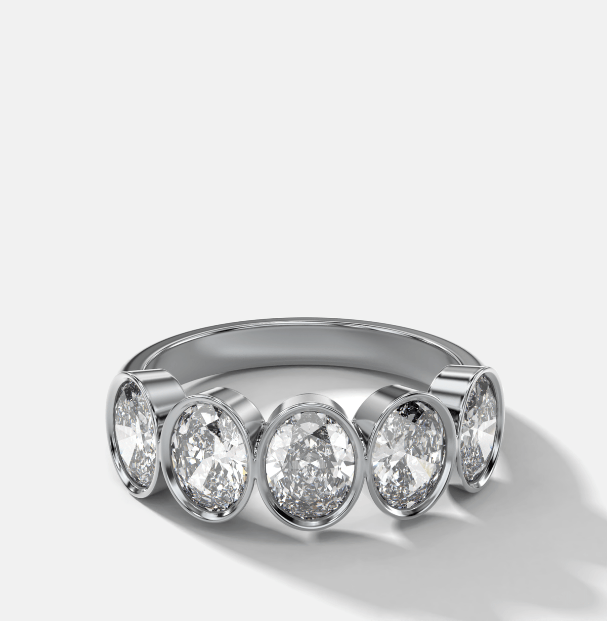 Five Stone Bezel Set Diamond Band With Oval Cuts (2.50ctw) - GOODSTONE