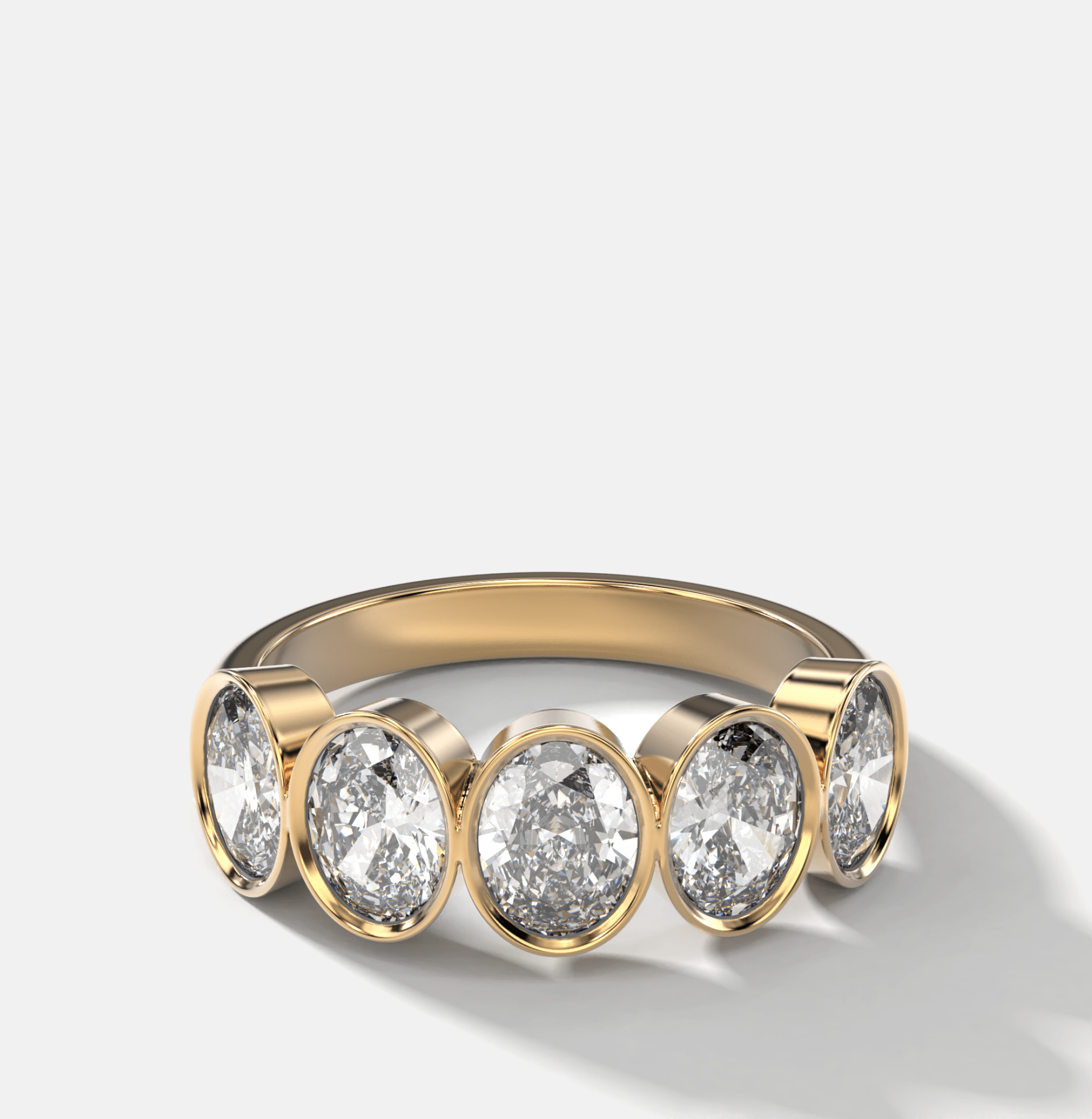 Five Stone Bezel Set Diamond Band With Oval Cuts (2.50ctw) - GOODSTONE