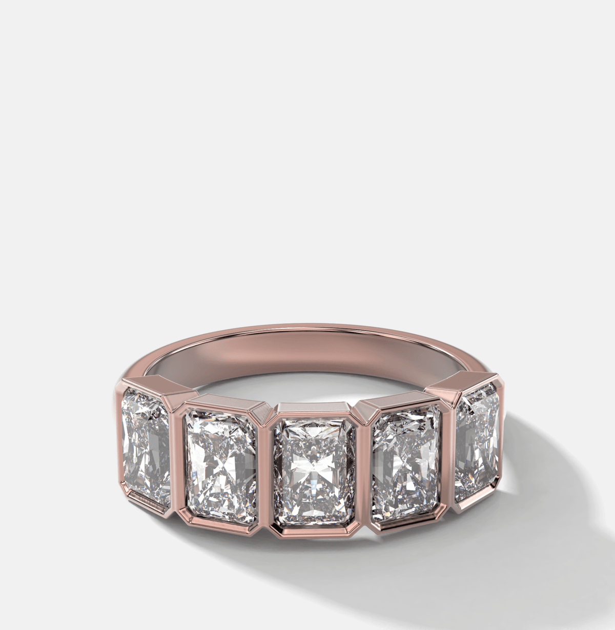 Five Stone Bezel Set Diamond Band With Radiant Cuts (2.50ctw) - GOODSTONE