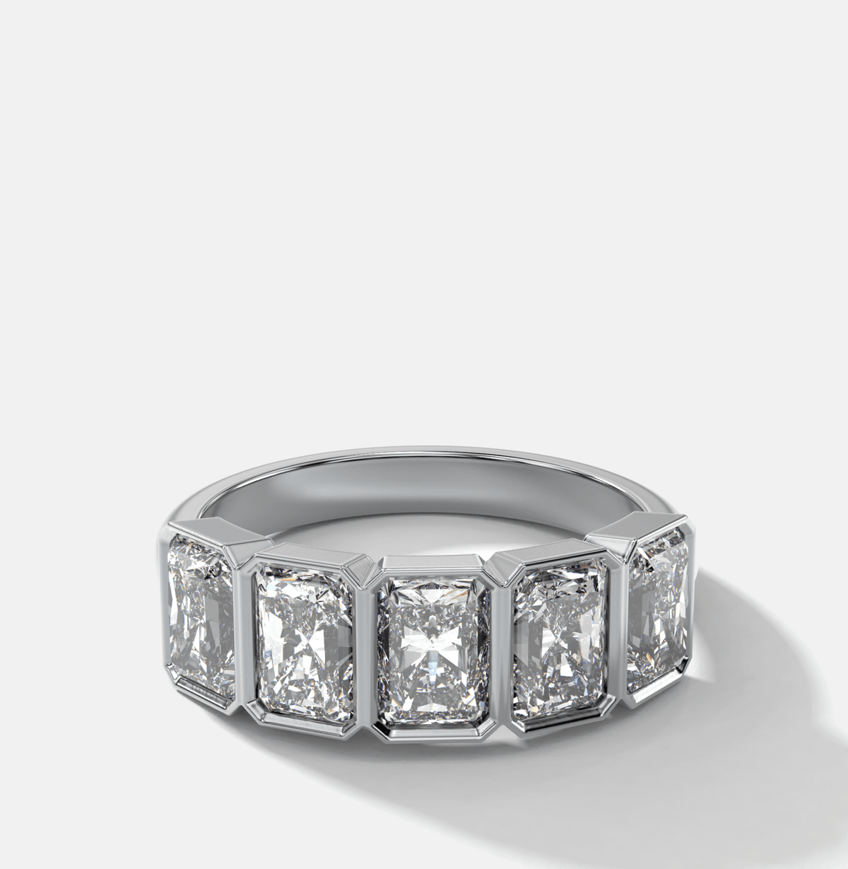 Five Stone Bezel Set Diamond Band With Radiant Cuts (2.50ctw) - GOODSTONE