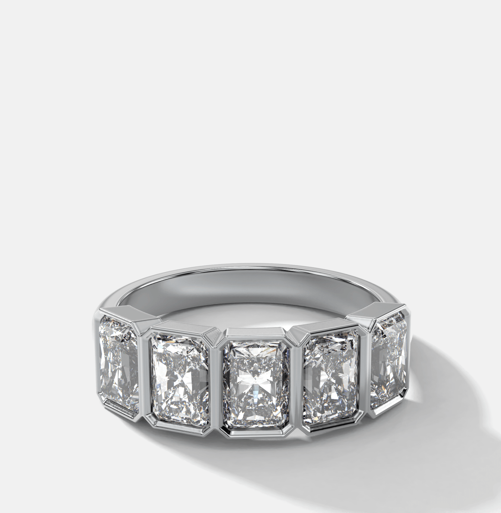 Five Stone Bezel Set Diamond Band With Radiant Cuts (2.50ctw) - GOODSTONE