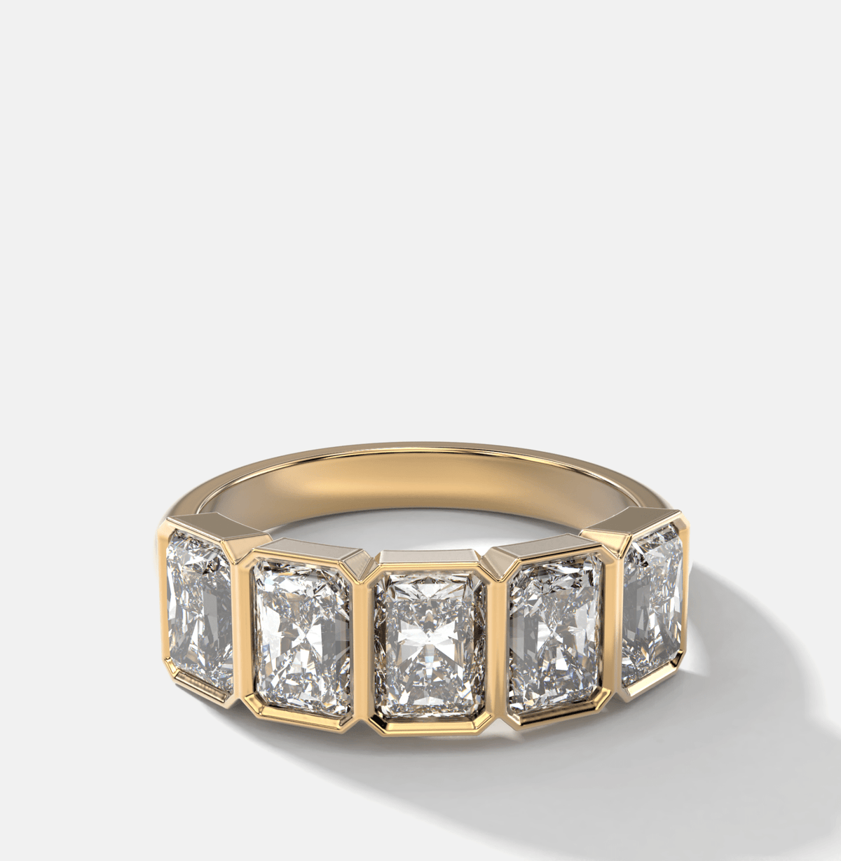 Five Stone Bezel Set Diamond Band With Radiant Cuts (2.50ctw) - GOODSTONE