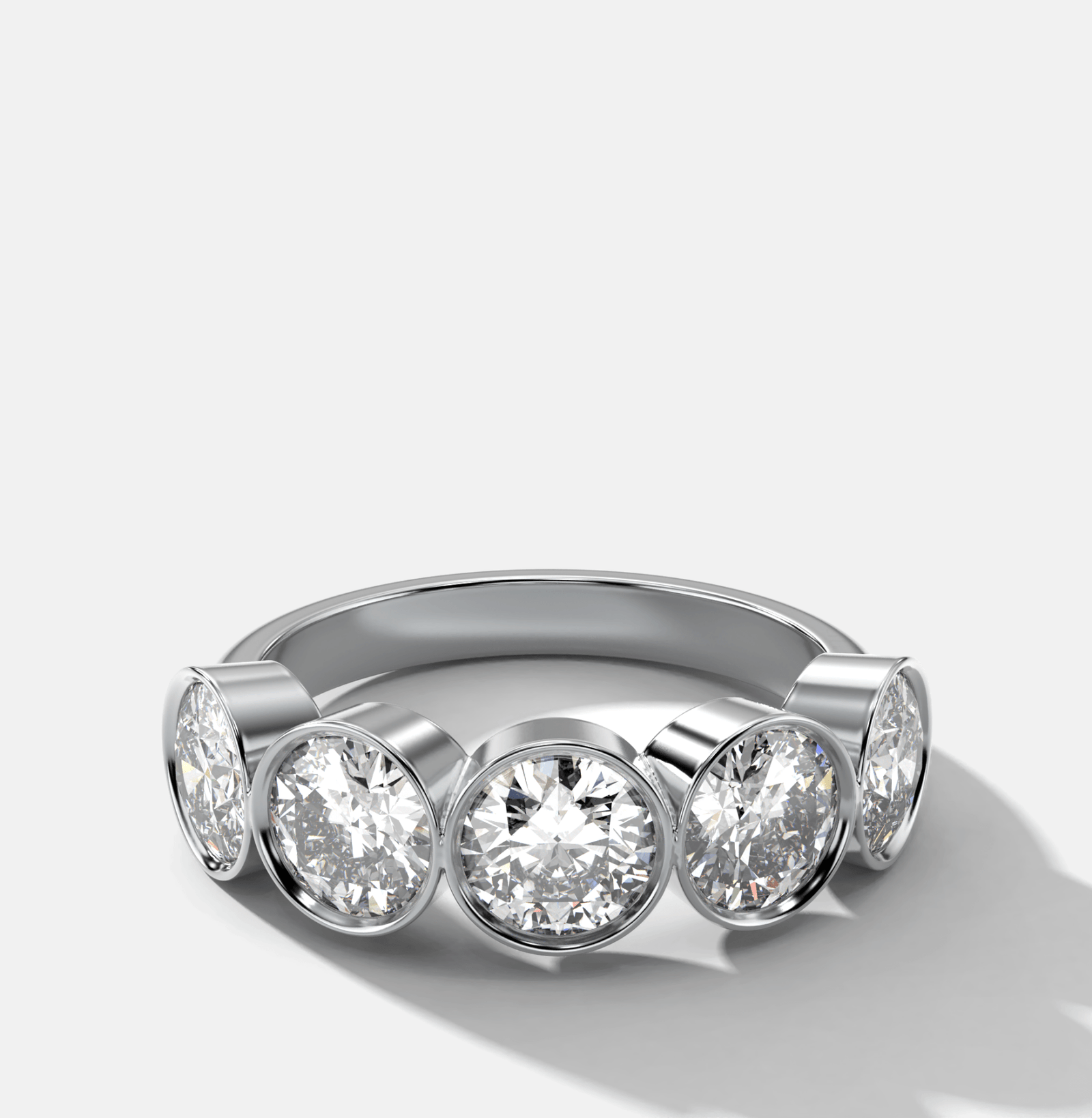 Five Stone Bezel Set Diamond Band With Round Cuts (2.50ctw) - GOODSTONE