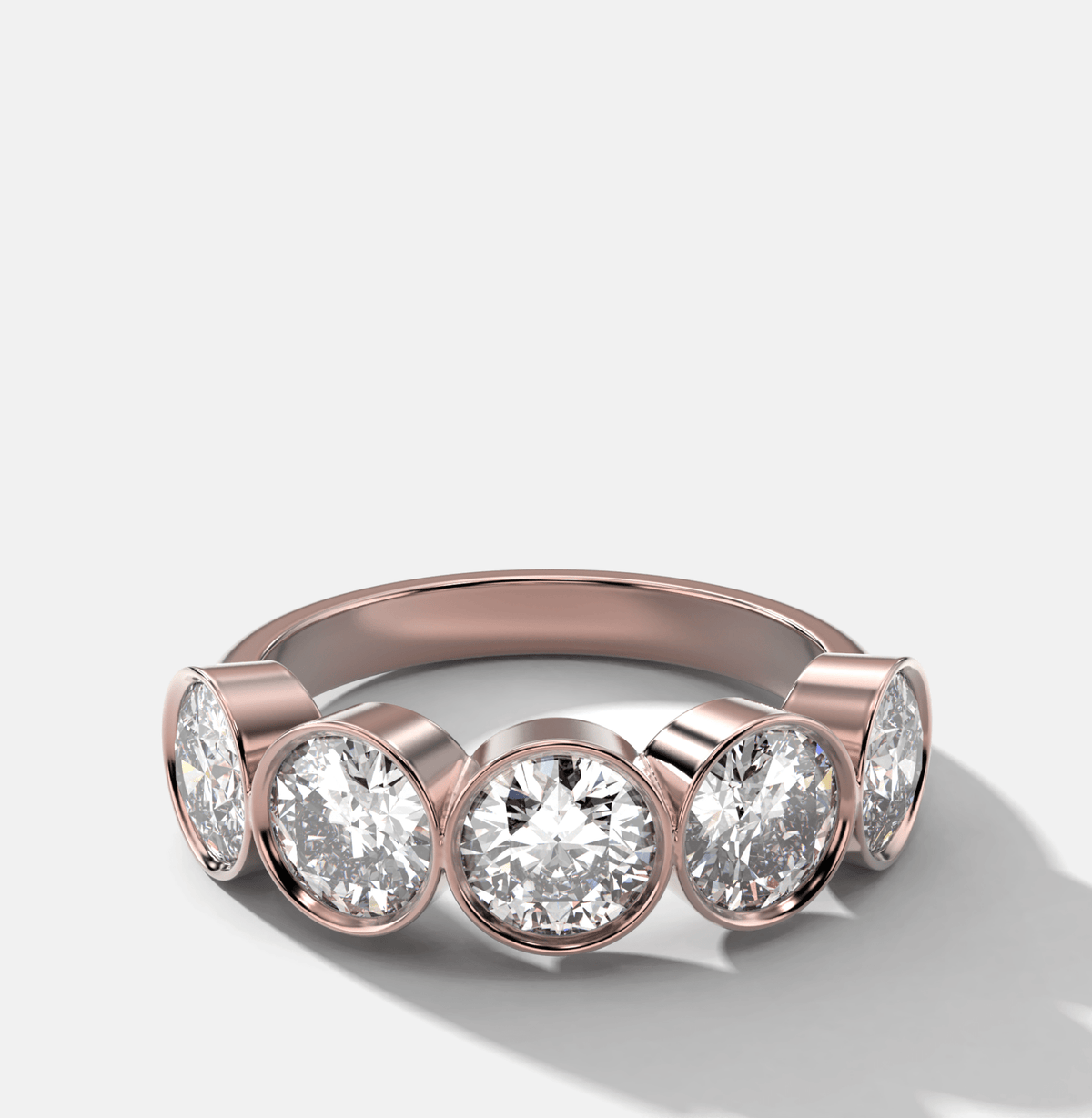 Five Stone Bezel Set Diamond Band With Round Cuts (2.50ctw) - GOODSTONE