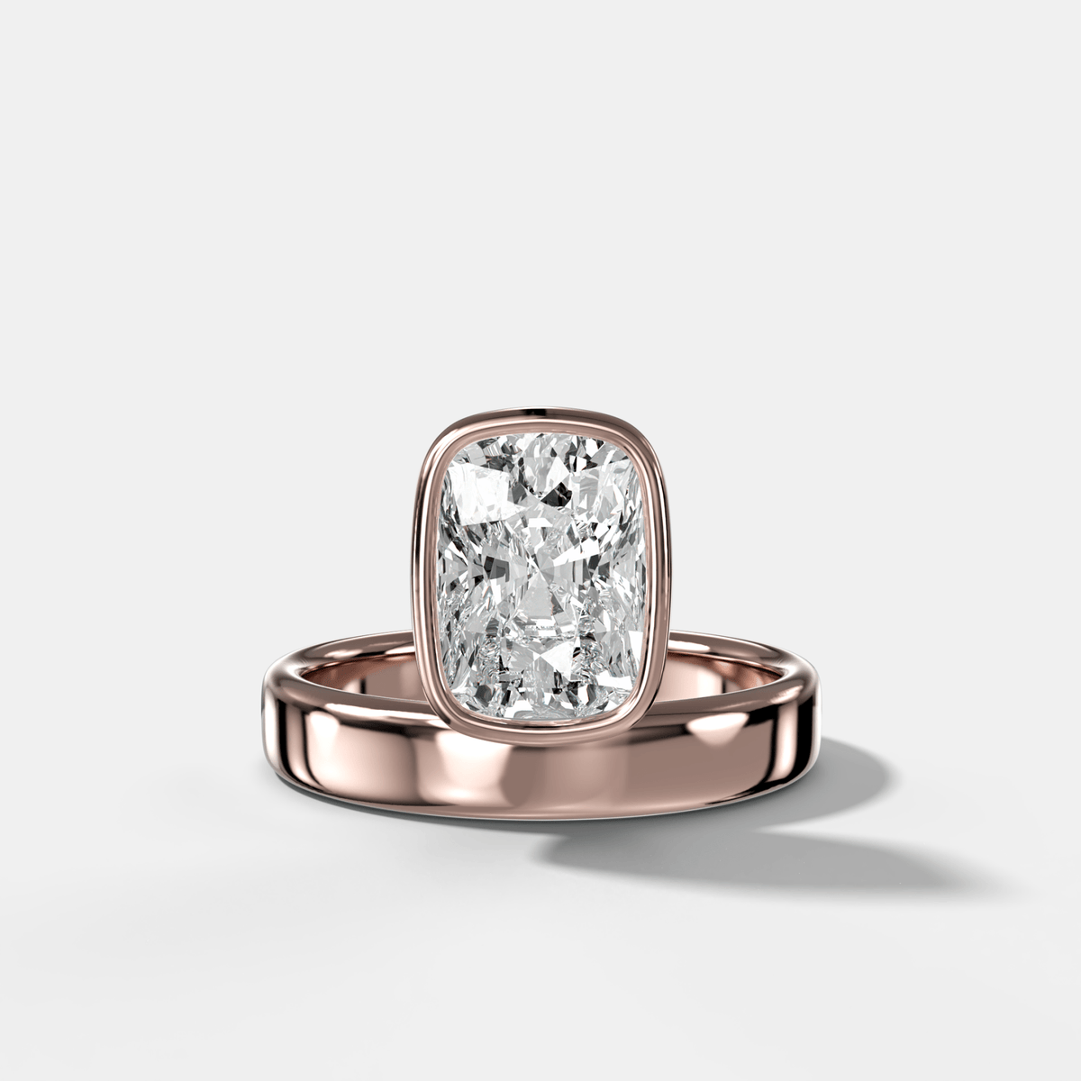Floating Engagement Ring with Elongated Cushion Cut Diamond - GOODSTONE