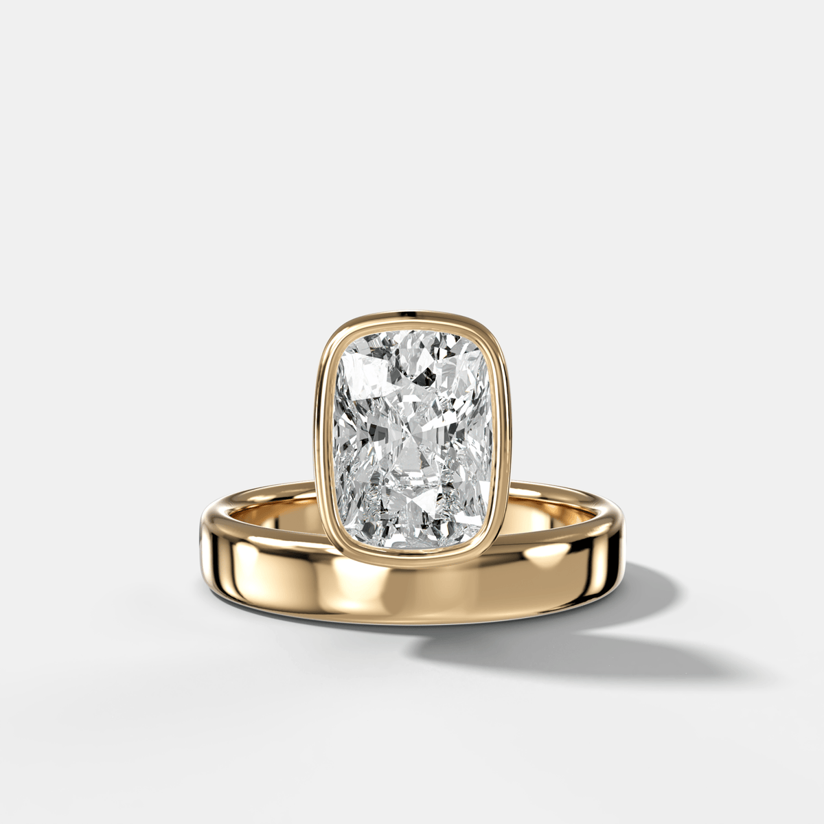Floating Engagement Ring with Elongated Cushion Cut Diamond - GOODSTONE