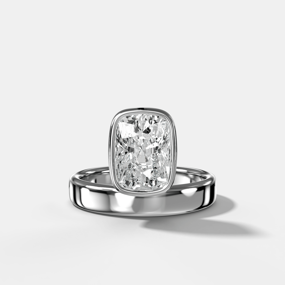 Floating Engagement Ring with Elongated Cushion Cut Diamond - GOODSTONE