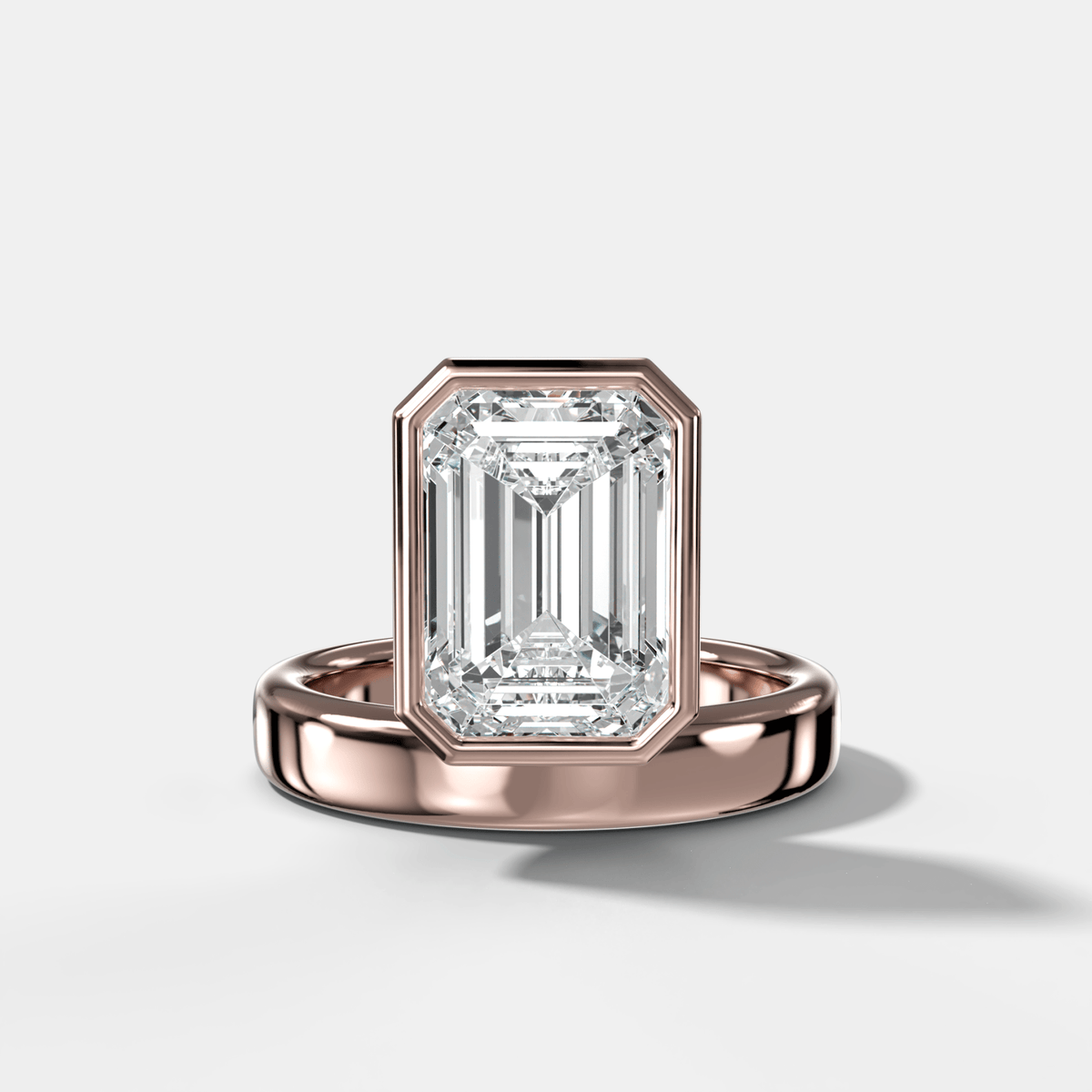 Floating Engagement Ring with Emerald Cut Diamond - GOODSTONE