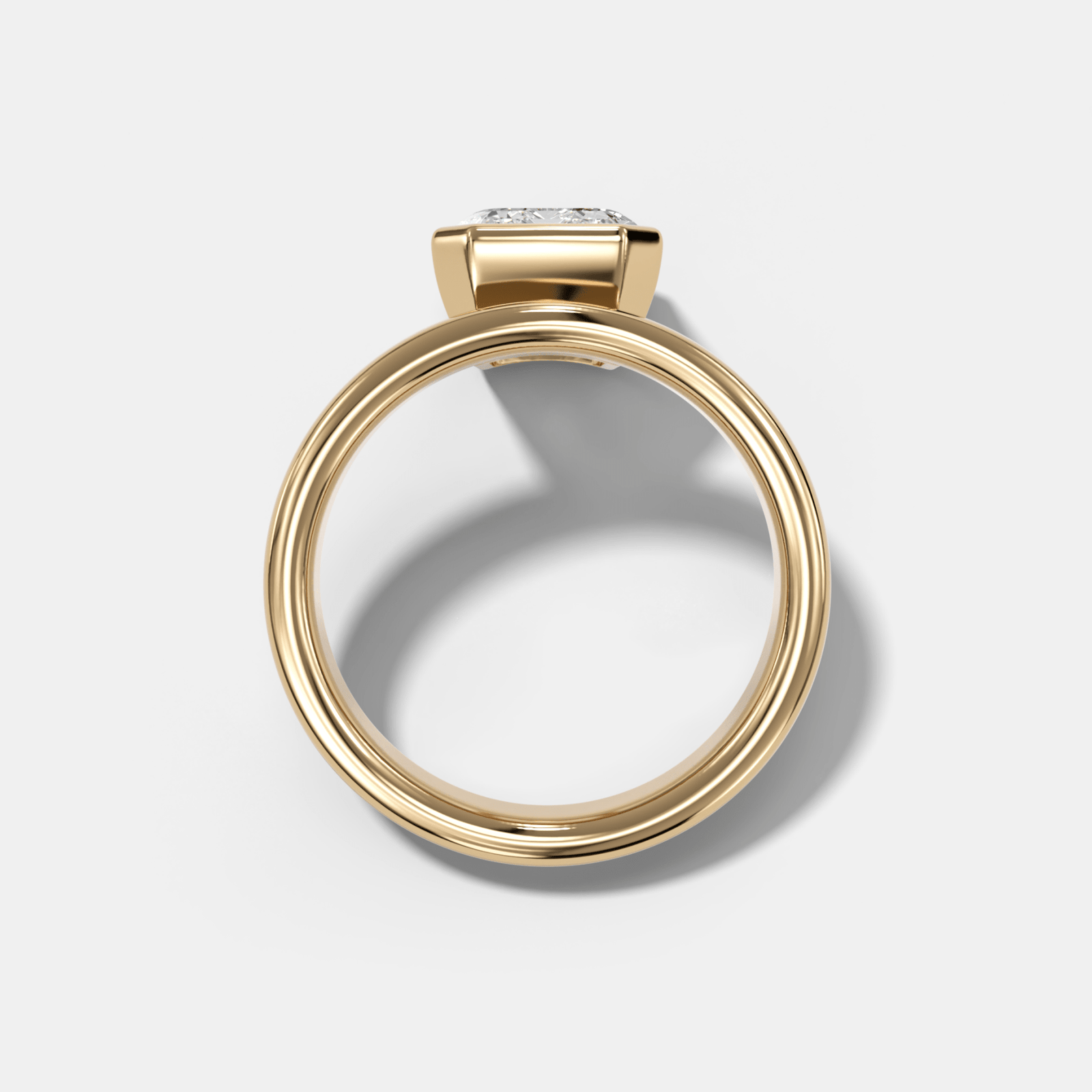 Floating Engagement Ring with Emerald Cut Diamond - GOODSTONE