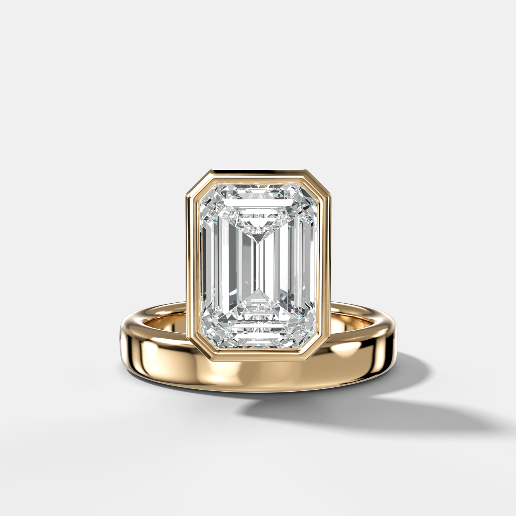 Floating Engagement Ring with Emerald Cut Diamond - GOODSTONE