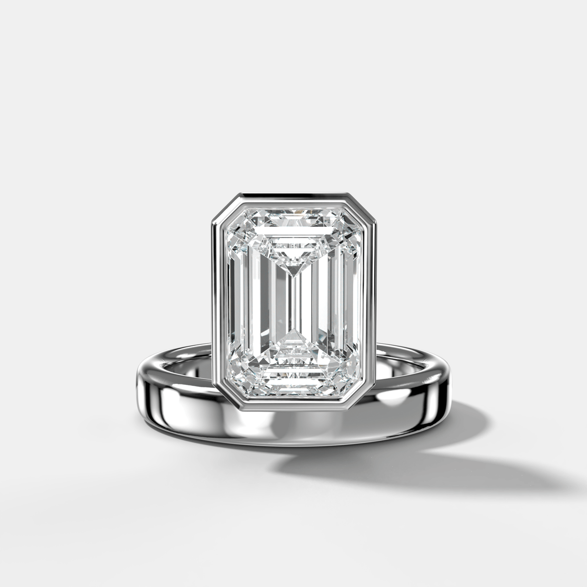 Floating Engagement Ring with Emerald Cut Diamond - GOODSTONE
