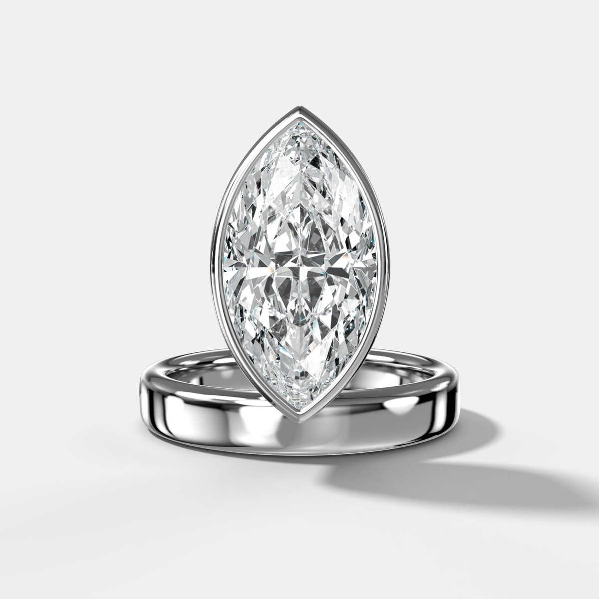 Floating Engagement Ring with Marquise Cut Diamond - GOODSTONE