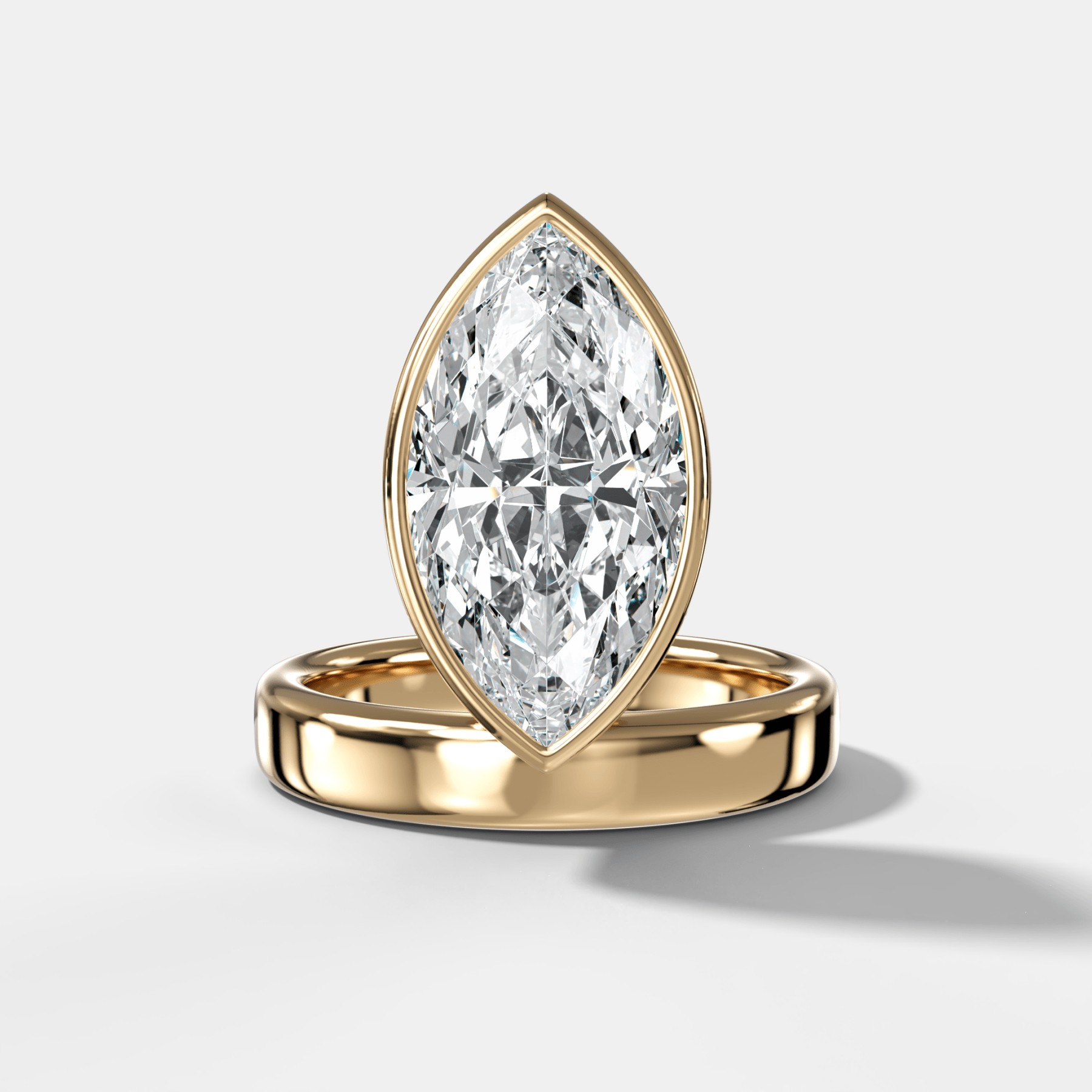 Floating Engagement Ring with Marquise Cut Diamond - GOODSTONE