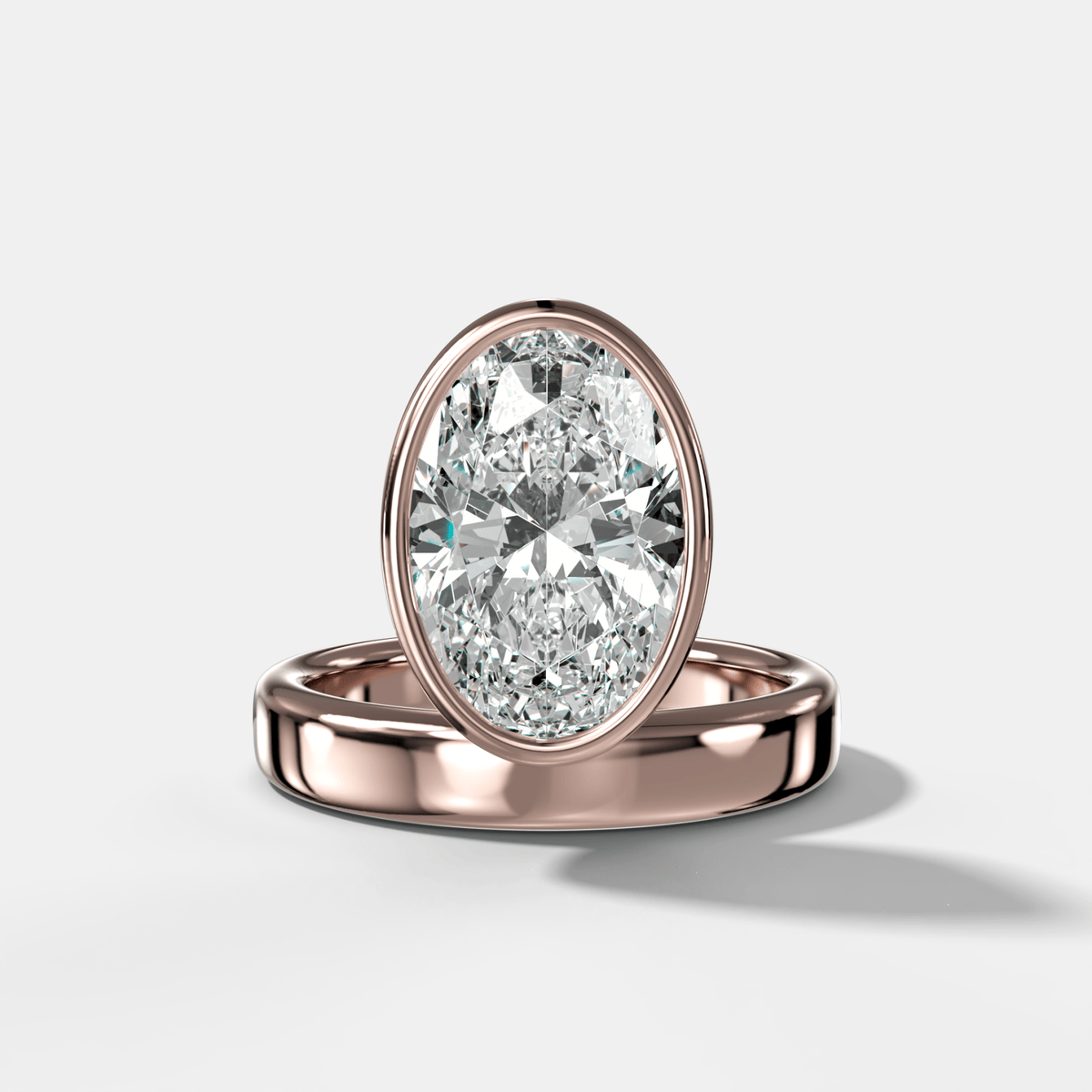 Floating Engagement Ring with Oval Cut Diamond - GOODSTONE