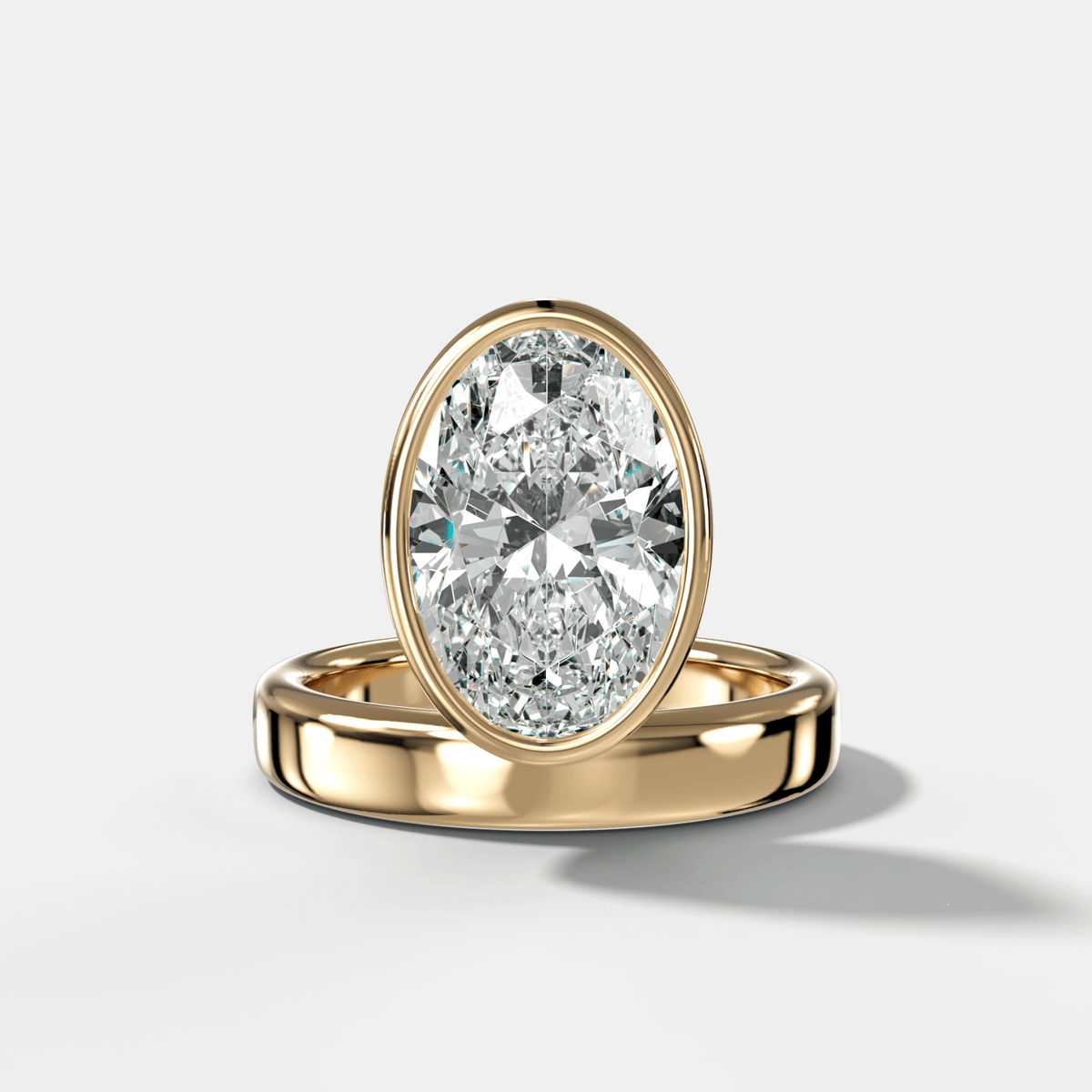 Floating Engagement Ring with Oval Cut Diamond - GOODSTONE