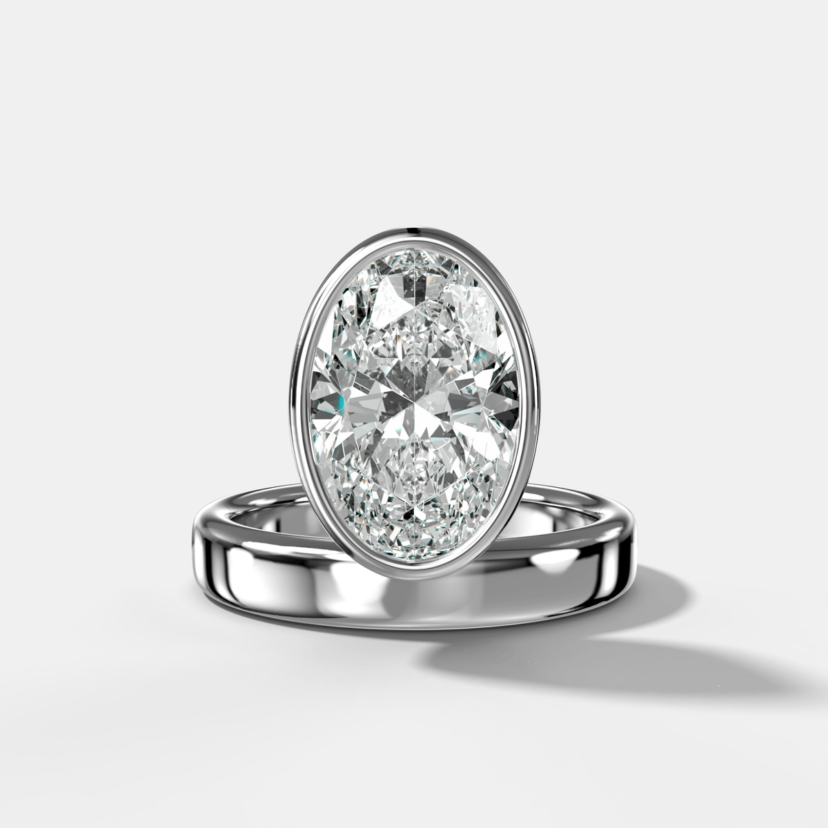 Floating Engagement Ring with Oval Cut Diamond - GOODSTONE