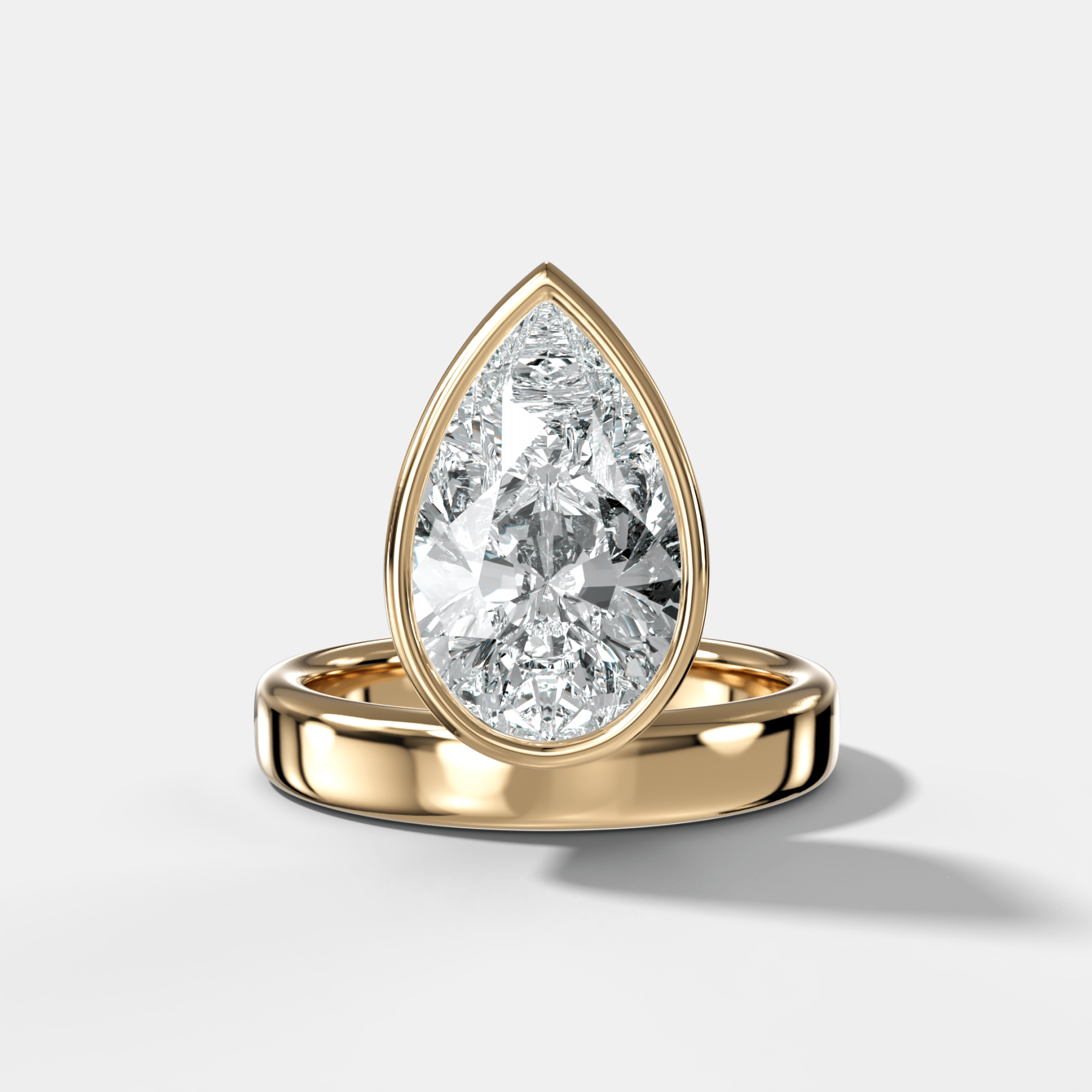Floating Engagement Ring with Pear Cut Diamond - GOODSTONE