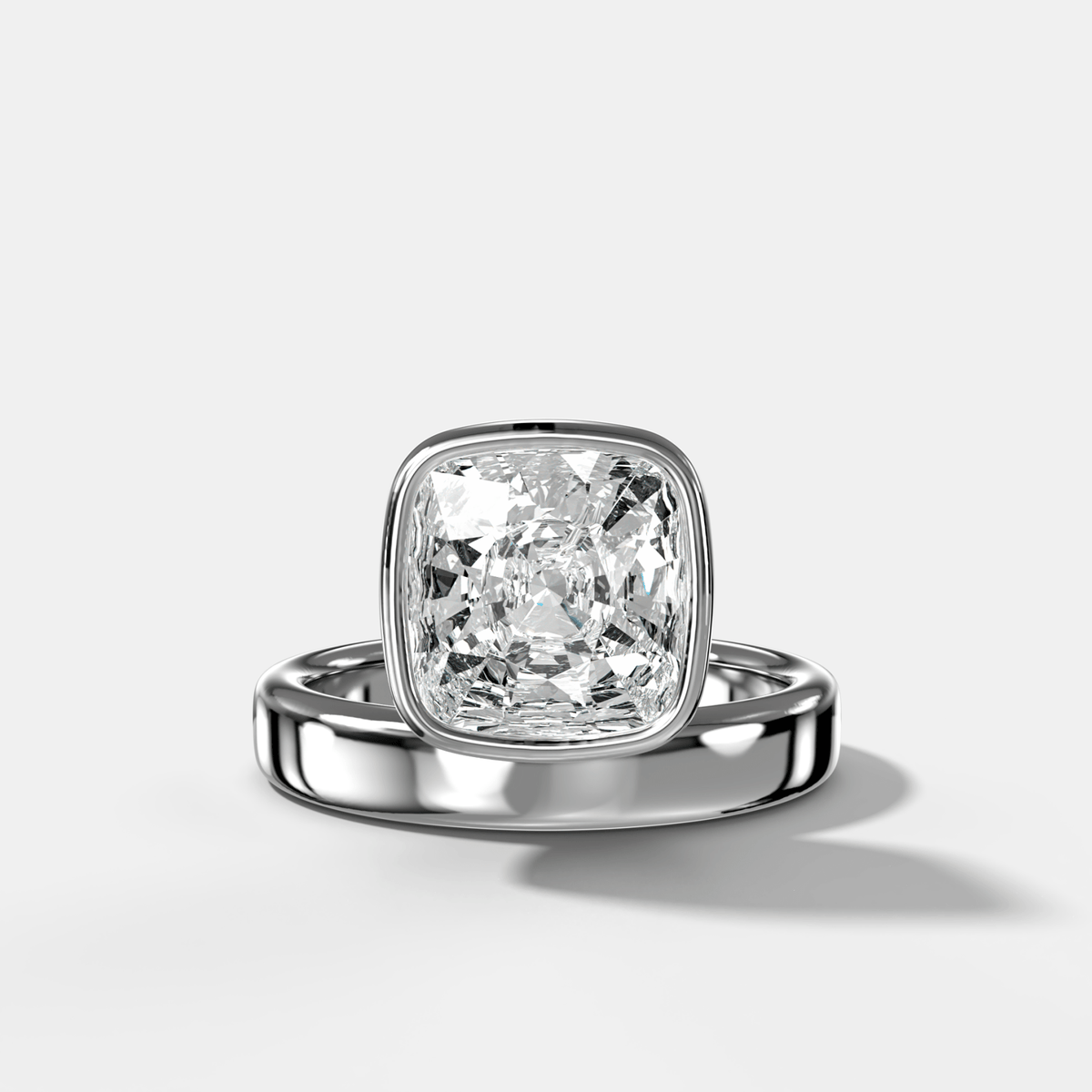 Floating Engagement Ring with Square Cushion Cut Diamond - GOODSTONE
